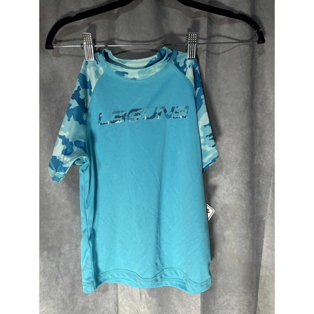 Laguna Little Boys Swim Shirt Groovy Summer Blue Turquoise Size 5/6